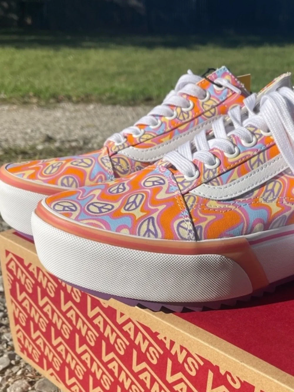 Vans | Stacked Old Skool UV React Sneakers Orange Peace Size 6.5 / 8 - Picture 2 of 12
